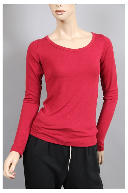 t-shirt col rond framboise
