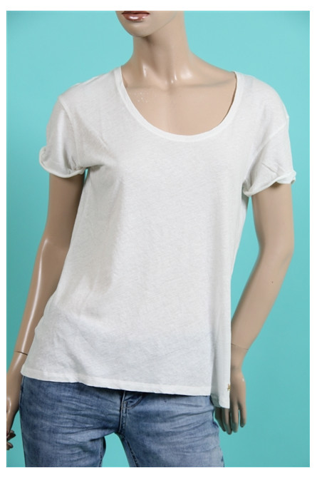 t-shirt col rond rihou des petits hauts blanc