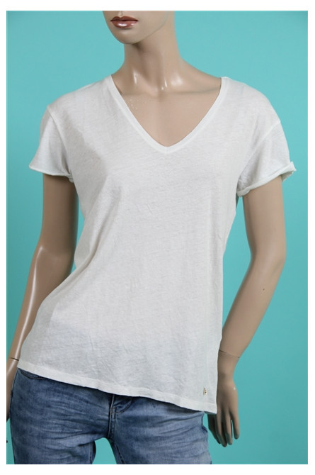 t-shirt col v rihona des petits hauts blanc