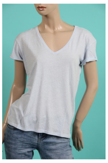 t-shirt col v rihona des petits hauts bleu ciel
