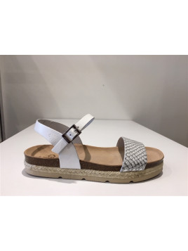 sandales yokono argent/blanc